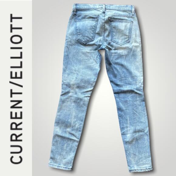 CURRENT ELLIOT THE STILETTO CITY BLEACH DESTROY LIGHT DEMIN SKINNY JEAN SMALL 26 - Picture 4 of 9